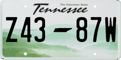 TN license plate Z4387W