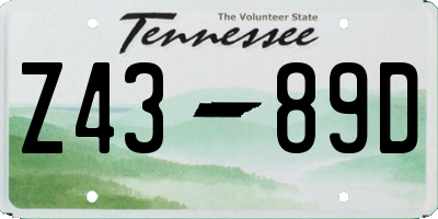 TN license plate Z4389D