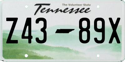 TN license plate Z4389X