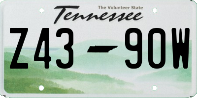 TN license plate Z4390W