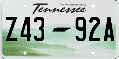 TN license plate Z4392A