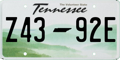 TN license plate Z4392E