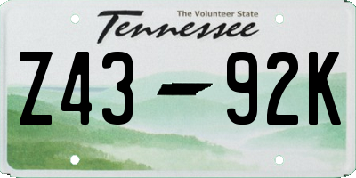 TN license plate Z4392K