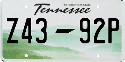 TN license plate Z4392P