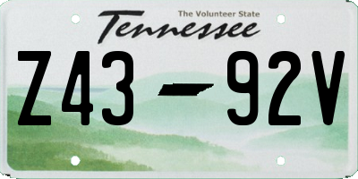 TN license plate Z4392V