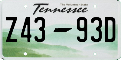 TN license plate Z4393D