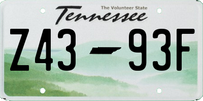 TN license plate Z4393F