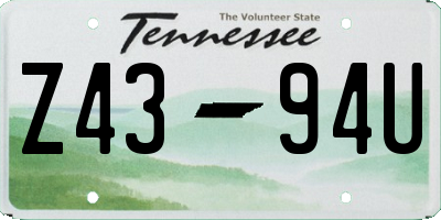 TN license plate Z4394U