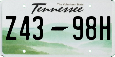 TN license plate Z4398H