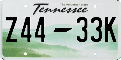 TN license plate Z4433K