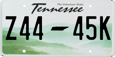 TN license plate Z4445K