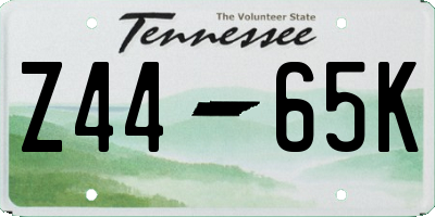 TN license plate Z4465K