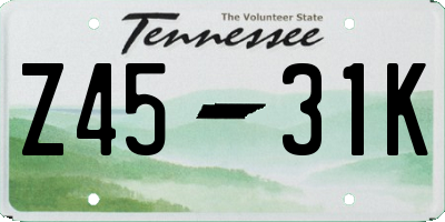TN license plate Z4531K