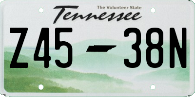 TN license plate Z4538N