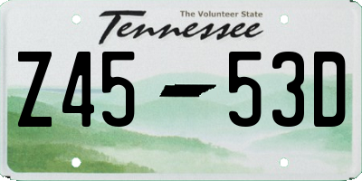 TN license plate Z4553D