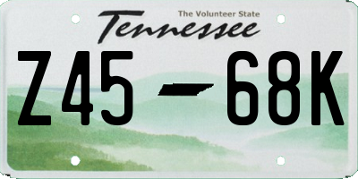 TN license plate Z4568K