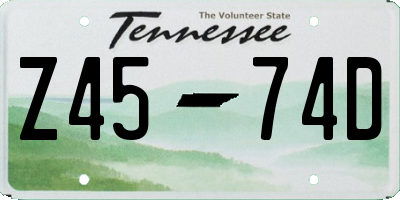 TN license plate Z4574D