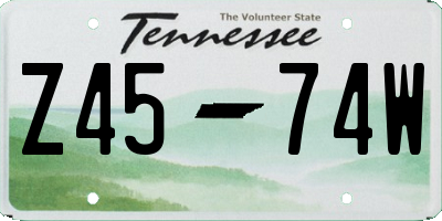 TN license plate Z4574W