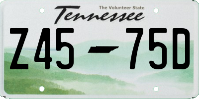 TN license plate Z4575D
