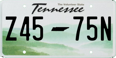 TN license plate Z4575N