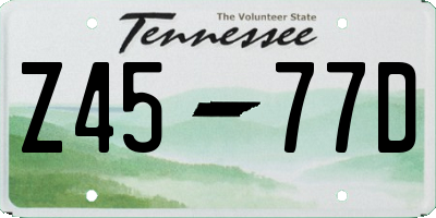 TN license plate Z4577D