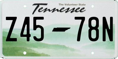 TN license plate Z4578N