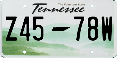 TN license plate Z4578W