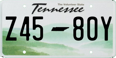 TN license plate Z4580Y