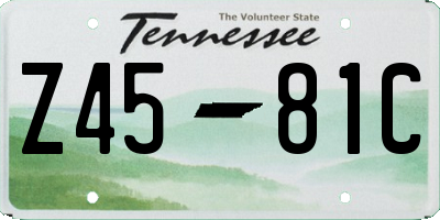 TN license plate Z4581C