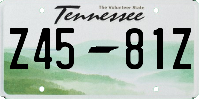 TN license plate Z4581Z