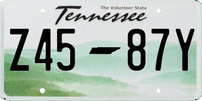 TN license plate Z4587Y