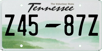 TN license plate Z4587Z