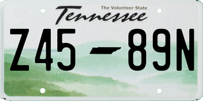 TN license plate Z4589N