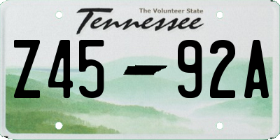 TN license plate Z4592A