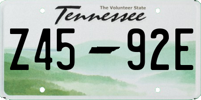 TN license plate Z4592E