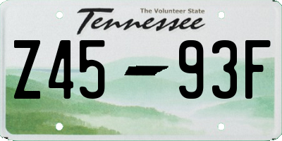 TN license plate Z4593F