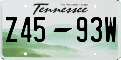 TN license plate Z4593W