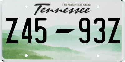 TN license plate Z4593Z
