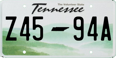 TN license plate Z4594A