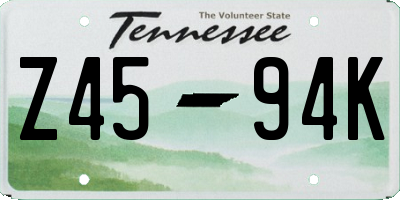 TN license plate Z4594K