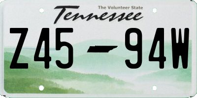 TN license plate Z4594W