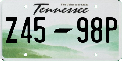 TN license plate Z4598P