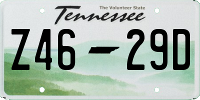 TN license plate Z4629D