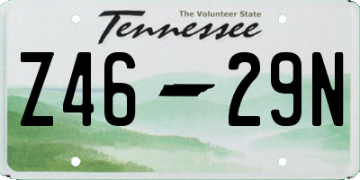 TN license plate Z4629N