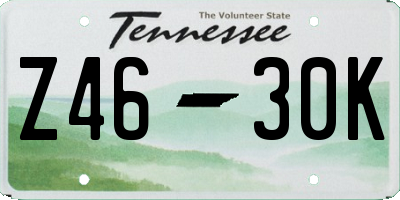 TN license plate Z4630K
