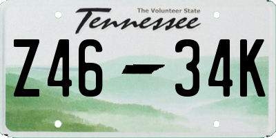 TN license plate Z4634K