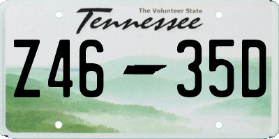 TN license plate Z4635D