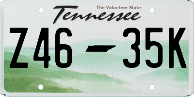 TN license plate Z4635K