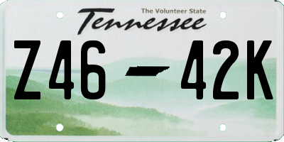 TN license plate Z4642K