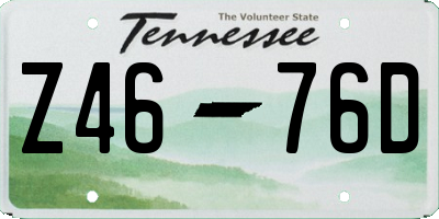 TN license plate Z4676D